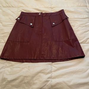 ZARA Maroon Shiny Pleather Mini Women’s Skirt | Size:M
